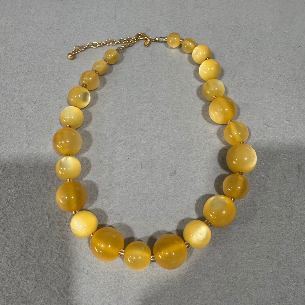 Joan Rivers Necklace Women Yellow Moonglow Graduated Bead Gold Tone Statement